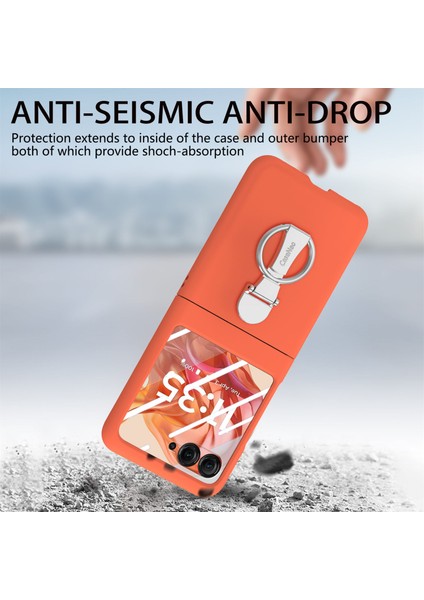Motorola Razr 50 5g Kılıf Halka Kickstand Pc Telefon Kılıfı Temperli Cam Arka Ekran Filmi-Turuncu (Yurt Dışından) indirimleri