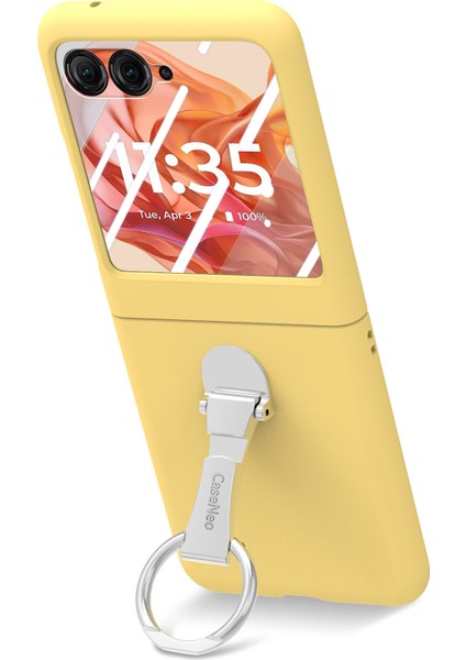 Motorola Razr 50 5g Kılıf Halka Kickstand Pc Telefon Kılıfı Temperli Cam Arka Ekran Filmi-Sarı (Yurt Dışından) fiyatları