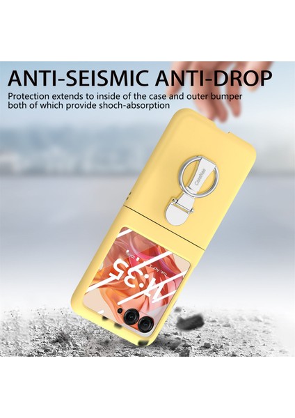 Motorola Razr 50 5g Kılıf Halka Kickstand Pc Telefon Kılıfı Temperli Cam Arka Ekran Filmi-Sarı (Yurt Dışından) indirimleri