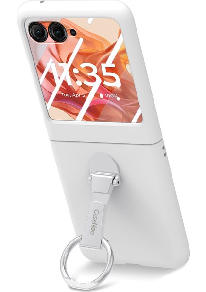 Motorola Razr 50 5g Kılıf Halka Kickstand Pc Telefon Kılıfı Temperli Cam Arka Ekran Filmi-Beyaz (Yurt Dışından) fiyatları