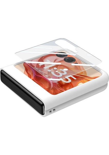 Motorola Razr 50 5g Kılıf Halka Kickstand Pc Telefon Kılıfı Temperli Cam Arka Ekran Filmi-Beyaz (Yurt Dışından) fırsatları