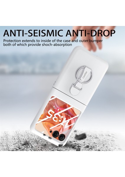 Motorola Razr 50 5g Kılıf Halka Kickstand Pc Telefon Kılıfı Temperli Cam Arka Ekran Filmi-Beyaz (Yurt Dışından) indirimleri