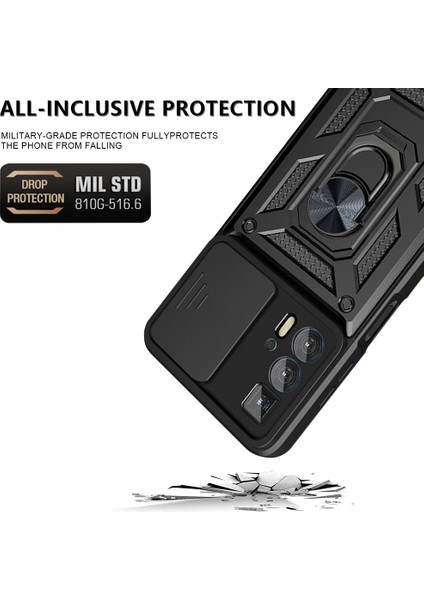 Motorola Edge 20 Pro Sert Pc + Tpu Çift Katmanlı Zırh Telefon Kılıfı Sürgülü Lens Koruması Ayaklı Çizilmeye Kapak Dahili Manyetik Metal Levha - Gül Altın (Yurt Dışından) fiyatları