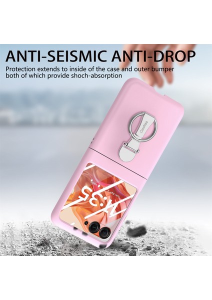Motorola Razr 50 5g Kılıf Halka Kickstand Pc Telefon Kılıfı Temperli Cam Arka Ekran Filmi-Pembe (Yurt Dışından) indirimleri
