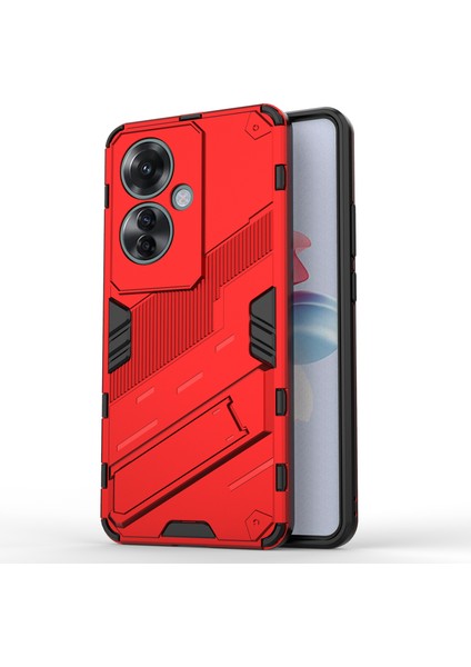 Oppo RENO11 F 5g Kickstand Kılıf Pc+Tpu Darbeye Dayanıklı Hibrit Telefon Kılıfı-Kırmızı (Yurt Dışından)