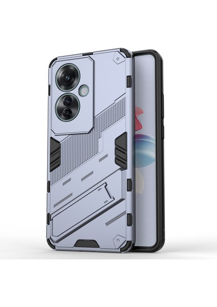 Oppo RENO11 F 5g Kickstand Kılıf Pc+Tpu Darbeye Dayanıklı Hibrit Telefon Kılıfı-Gri (Yurt Dışından)