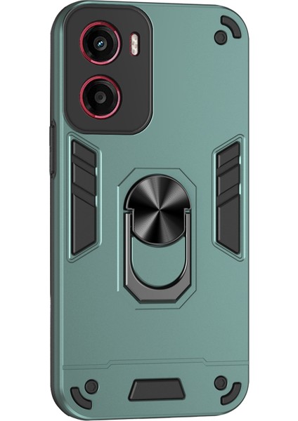 Motorola Moto G05 4g Kılıf Pc+Tpu Drop Defend Telefon Kılıfı Halkalı Ayaklık-Yeşil (Yurt Dışından)