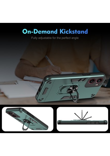 Motorola Moto G05 4g Kılıf Pc+Tpu Drop Defend Telefon Kılıfı Halkalı Ayaklık-Yeşil (Yurt Dışından) modelleri