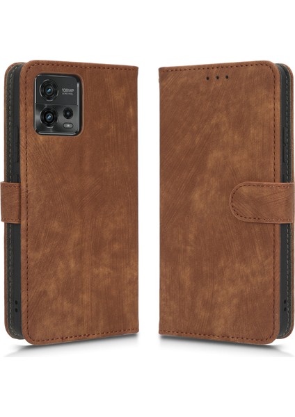 Motorola Moto G72 4g Rfıd Engelleme Şok Emici Pu Deri Telefon Kılıfı Koruyucu Manyetik Cep Telefonu Kılıfı Cüzdan Standı Ile-Kahverengi (Yurt Dışından)