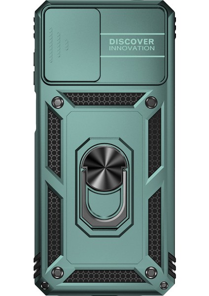 Motorola Moto G22 Çok Işlevli Kickstand Pc + Tpu Hibrit Kapak Sürgülü Kamera Koruma Telefon Kılıfı-Yeşil (Yurt Dışından) fiyatları