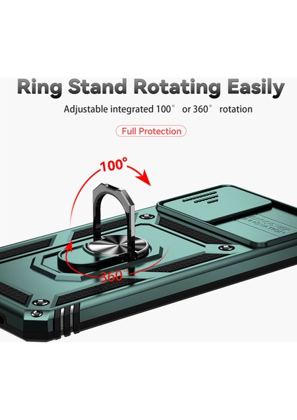 Motorola Moto G22 Çok Işlevli Kickstand Pc + Tpu Hibrit Kapak Sürgülü Kamera Koruma Telefon Kılıfı-Yeşil (Yurt Dışından) fırsatları