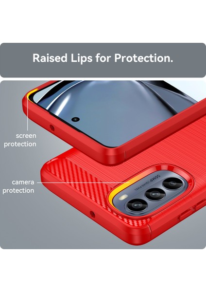 Motorola Moto G62 5g Yumuşak Tpu Telefon Kılıfı Karbon Fiber Doku Fırçalanmış Cep Telefonu Kapağı-Kırmızı (Yurt Dışından) modelleri