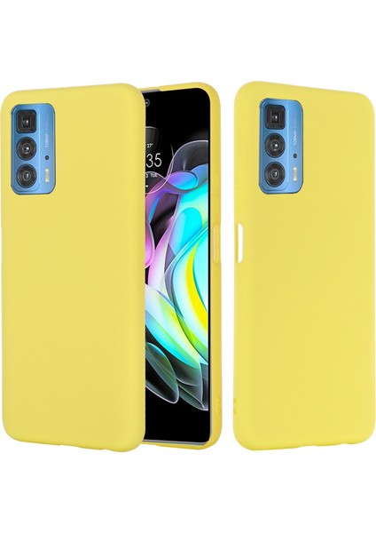 Motorola Edge 20 Pro Sıvı Silikon Kalınlaştırma Tasarım Telefon Kılıfı Yumuşak Mikrofiber Astar Yastık Çizilmez Koruyucu Kılıf-Sarı (Yurt Dışından) fiyatları