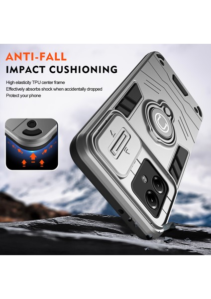 Motorola Moto G14 4g Kılıf Kickstand Slayt Lens Koruma Pc+Tpu Telefon Kılıfı-Gri (Yurt Dışından) fırsatları