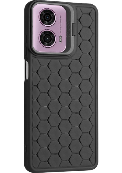 Motorola Moto E14 4G/G04 4G/G04S 4G/G24 4g Kılıf Tpu Telefon Kılıfı Isı Dağıtıcı Lens Çerçevesi Destek Ayağı-Siyah (Yurt Dışından)