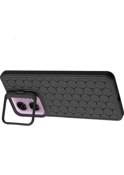Motorola Moto E14 4G/G04 4G/G04S 4G/G24 4g Kılıf Tpu Telefon Kılıfı Isı Dağıtıcı Lens Çerçevesi Destek Ayağı-Siyah (Yurt Dışından) modelleri