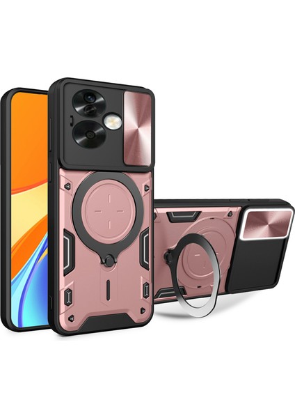Oppo A79 5g/a2 5g Kılıf Kayar Camshield Tpu+Pc Darbeye Dayanıklı Telefon Kılıfı Kickstand Ile-Pembe (Yurt Dışından)