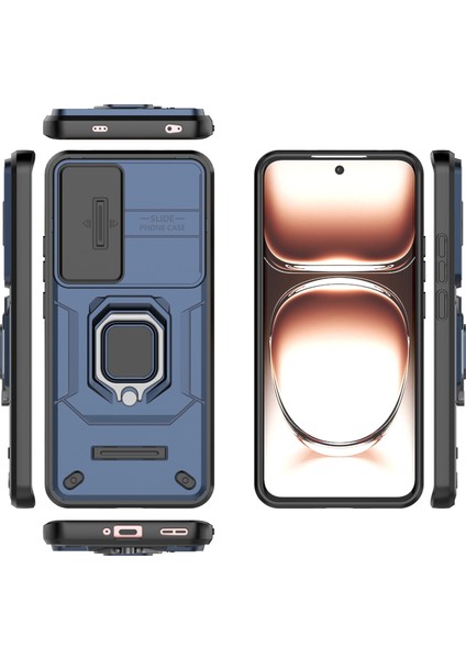 Oppo RENO12 5g (Global) Kılıf Kickstand Pc + Tpu Telefon Kabuğu Lens Kapağı ile - Mavi (Yurt Dışından) indirimleri