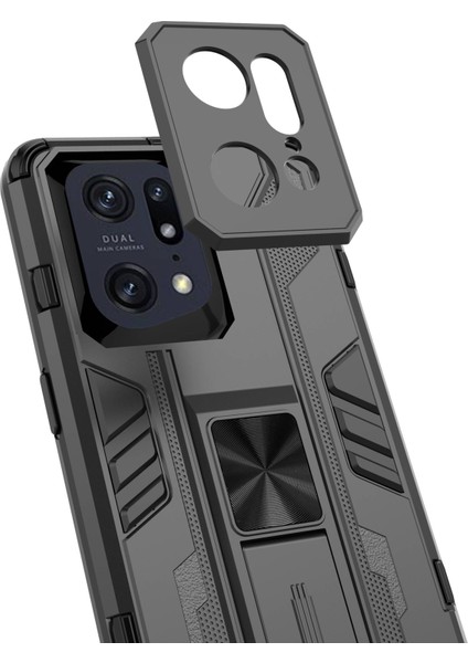 Oppo Find X5 Pro Drop Darbeye Dayanıklı Sert Pc Yumuşak Tpu Kapak Ince Uyumlu Kickstand Telefon Kılıfı-Siyah (Yurt Dışından) fırsatları