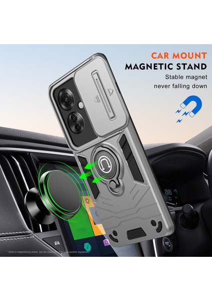 Oppo RENO11 F 5G/F25 Pro 5g Kılıf Sürgülü Lens Kapağı Telefon Kılıfı-Gri Için Halka Tutucu Kickstand Telefon Kabuğu (Yurt Dışından) indirimleri