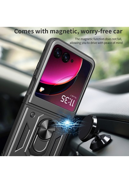 Motorola Razr 40 Ultra 5g Kılıf Pc+Tpu Telefon Kılıfı Kickstand Telefon Kabuğu-Gümüş (Yurt Dışından) modelleri