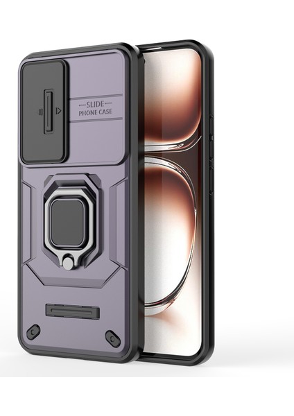Oppo RENO12 5g (Global) Kılıf Kickstand Pc + Tpu Telefon Kabuğu Lens Kapağı ile - Mor (Yurt Dışından) modelleri
