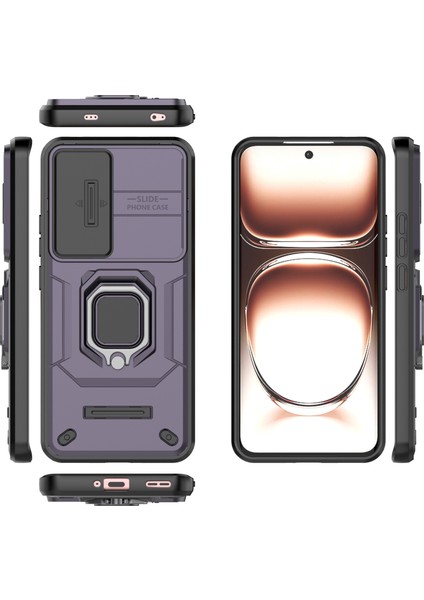 Oppo RENO12 5g (Global) Kılıf Kickstand Pc + Tpu Telefon Kabuğu Lens Kapağı ile - Mor (Yurt Dışından) indirimleri