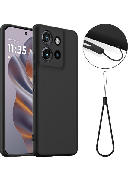 Motorola Edge 50 Neo 5g/moto S50 5g/thinkphone 25 5g Için Sıvı Silikon Kılıf, Magsafe Telefon Kılıfı ve Kordon ile Uyumlu-Siyah (Yurt Dışından)