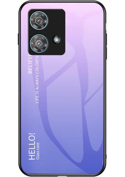 Motorola Edge 40 Neo 5g Temperli Cam + Pc + Tpu Telefon Kılıfı Düşmeye Lı Kapak - Degrade Pembe Mor (Yurt Dışından)