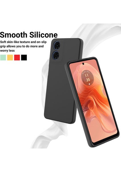 Motorola Moto G04S 4G/G04 4g Kılıf Sıvı Silikon Çizilmeye Dayanıklı Koruyucu Kabuk ve Kullanışlı Kayış-Siyah (Yurt Dışından) modelleri