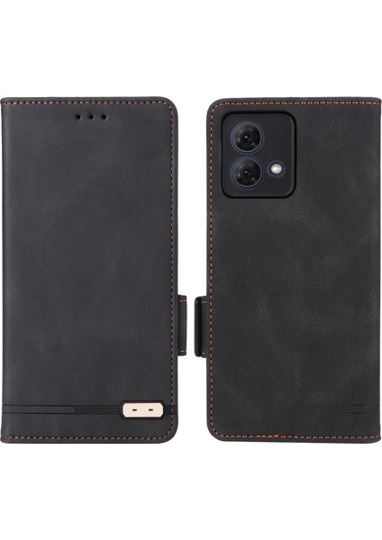Motorola Moto G84 5g Kılıf Cüzdan Donanım Dekor Telefon Deri Kılıf-Siyah (Yurt Dışından)