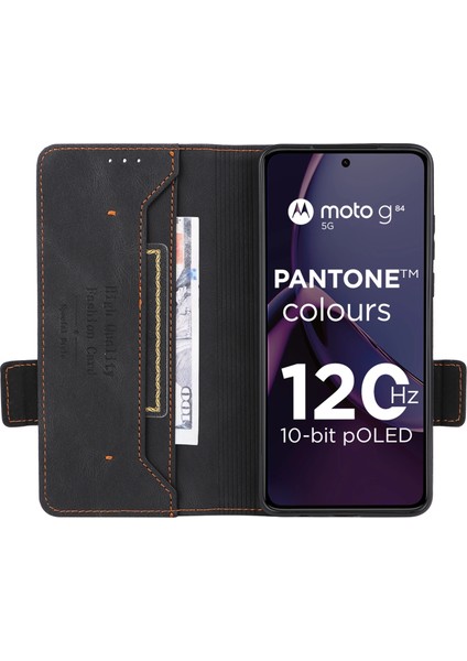 Motorola Moto G84 5g Kılıf Cüzdan Donanım Dekor Telefon Deri Kılıf-Siyah (Yurt Dışından) fiyatları