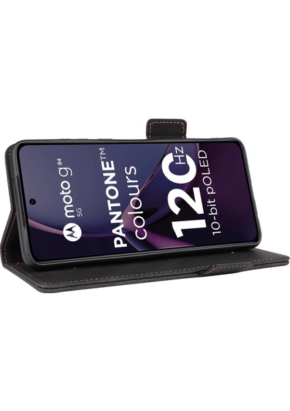 Motorola Moto G84 5g Kılıf Cüzdan Donanım Dekor Telefon Deri Kılıf-Siyah (Yurt Dışından) modelleri