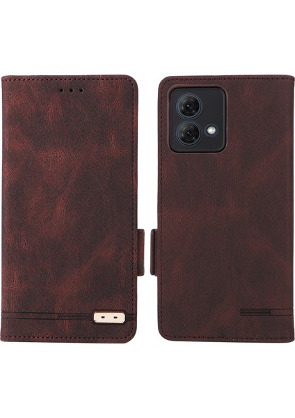 Motorola Moto G84 5g Kılıf Cüzdan Donanım Dekor Telefon Deri Kılıf-Kahve (Yurt Dışından)