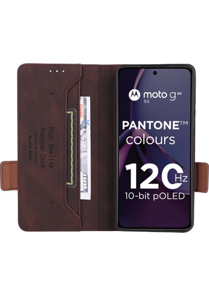 Motorola Moto G84 5g Kılıf Cüzdan Donanım Dekor Telefon Deri Kılıf-Kahve (Yurt Dışından) fiyatları