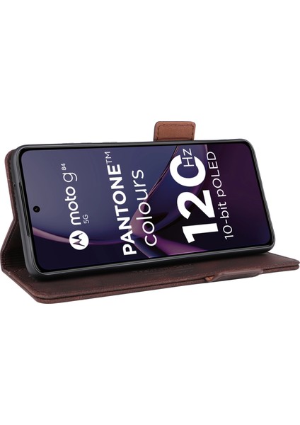 Motorola Moto G84 5g Kılıf Cüzdan Donanım Dekor Telefon Deri Kılıf-Kahve (Yurt Dışından) modelleri