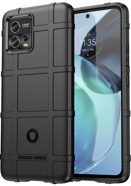 Motorola Moto G72 4g Çizilmez Sağlam Kare Izgara Doku Tpu Kapak Koruyucu Telefon Kılıfı-Siyah (Yurt Dışından)