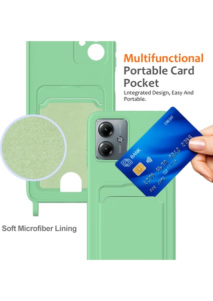 Motorola Moto G14 4g Kılıf Sıvı Silikon Kart Tutucu Arka Telefon Kılıfı Kordonlu-Yeşil (Yurt Dışından) indirimleri