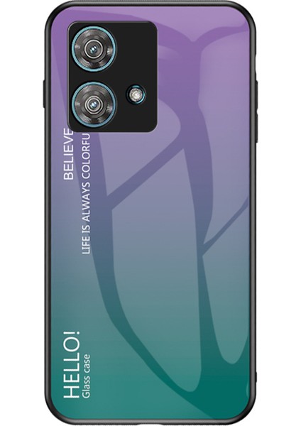 Motorola Edge 40 Neo 5g Temperli Cam + Pc + Tpu Telefon Kılıfı Düşmeye Lı Kapak - Degrade Mor (Yurt Dışından)