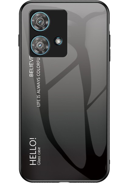Motorola Edge 40 Neo 5g Temperli Cam + Pc + Tpu Telefon Kılıfı Düşmeye Lı Kapak - Gradyan Siyah Gri (Yurt Dışından)