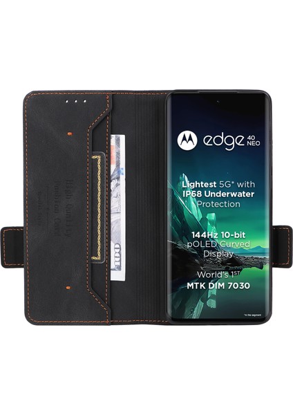 Motorola Edge 40 Neo 5g Kılıf Pu Deri Cüzdan Kılıf Donanım Dekorlu-Siyah (Yurt Dışından) fiyatları