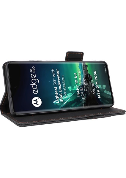 Motorola Edge 40 Neo 5g Kılıf Pu Deri Cüzdan Kılıf Donanım Dekorlu-Siyah (Yurt Dışından) modelleri