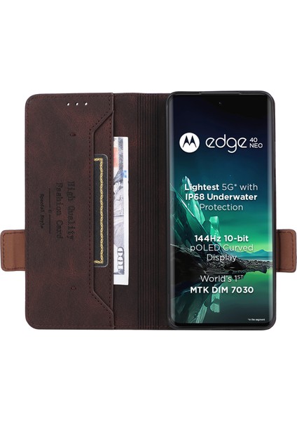 Motorola Edge 40 Neo 5g Kılıf Pu Deri Cüzdan Kılıf Donanım Dekorlu-Kahve (Yurt Dışından) fiyatları