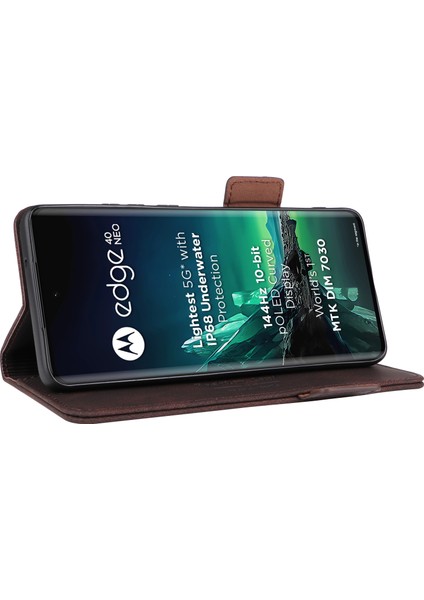 Motorola Edge 40 Neo 5g Kılıf Pu Deri Cüzdan Kılıf Donanım Dekorlu-Kahve (Yurt Dışından) modelleri