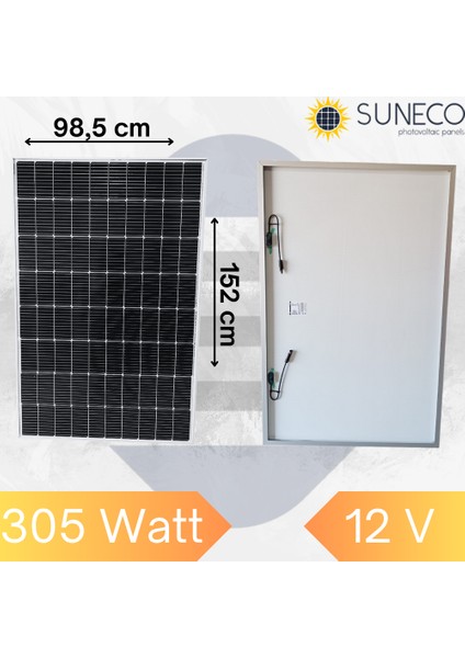 305W Watt Half-Cut Monokristal Solar Yüksek Amper Güneş Paneli A Sınıf Karavan
