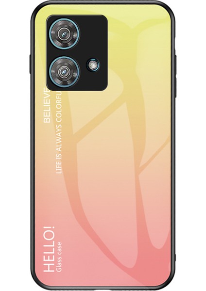Motorola Edge 40 Neo 5g Temperli Cam + Pc + Tpu Telefon Kılıfı Düşmeye Lı Kapak - Gradyan Sarı (Yurt Dışından)