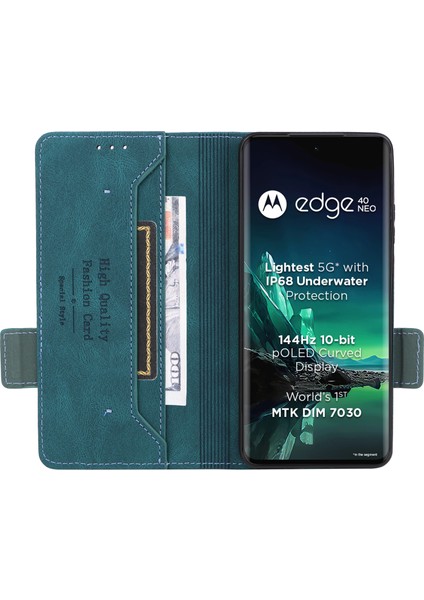 Motorola Edge 40 Neo 5g Kılıf Pu Deri Cüzdan Kılıf Donanım Dekorlu-Mavi (Yurt Dışından) fiyatları