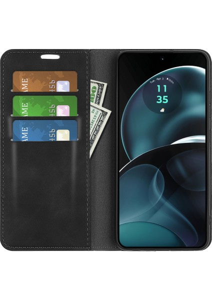 Motorola Moto G14 4g Pu Deri Telefon Kılıfı Cilt Dokunma Hissi Cüzdan Standı Telefon Kılıfı-Siyah (Yurt Dışından) fiyatları