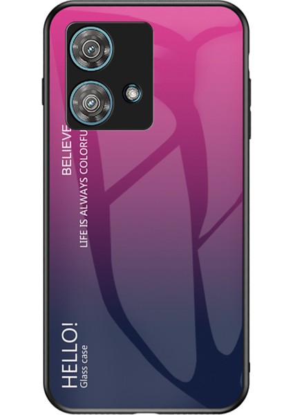 Motorola Edge 40 Neo 5g Temperli Cam + Pc + Tpu Telefon Kılıfı Düşmeye Lı Kapak - Gradyan Gül (Yurt Dışından)