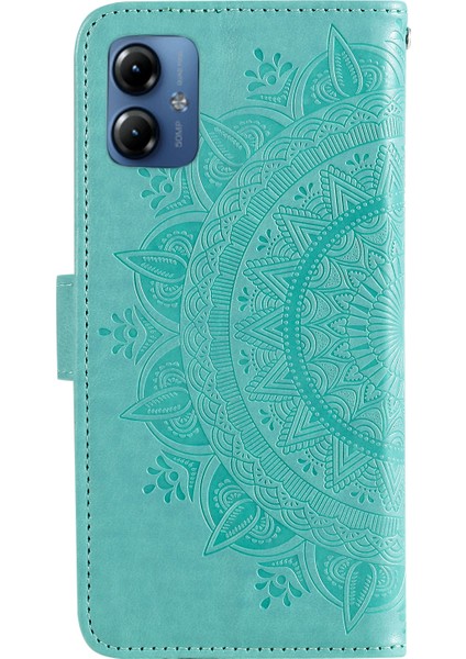 Motorola Moto G14 4g Mandala Çiçek Baskılı Deri Cüzdan Telefon Kılıfı Standı Askılı Kılıf-Yeşil (Yurt Dışından) indirimleri